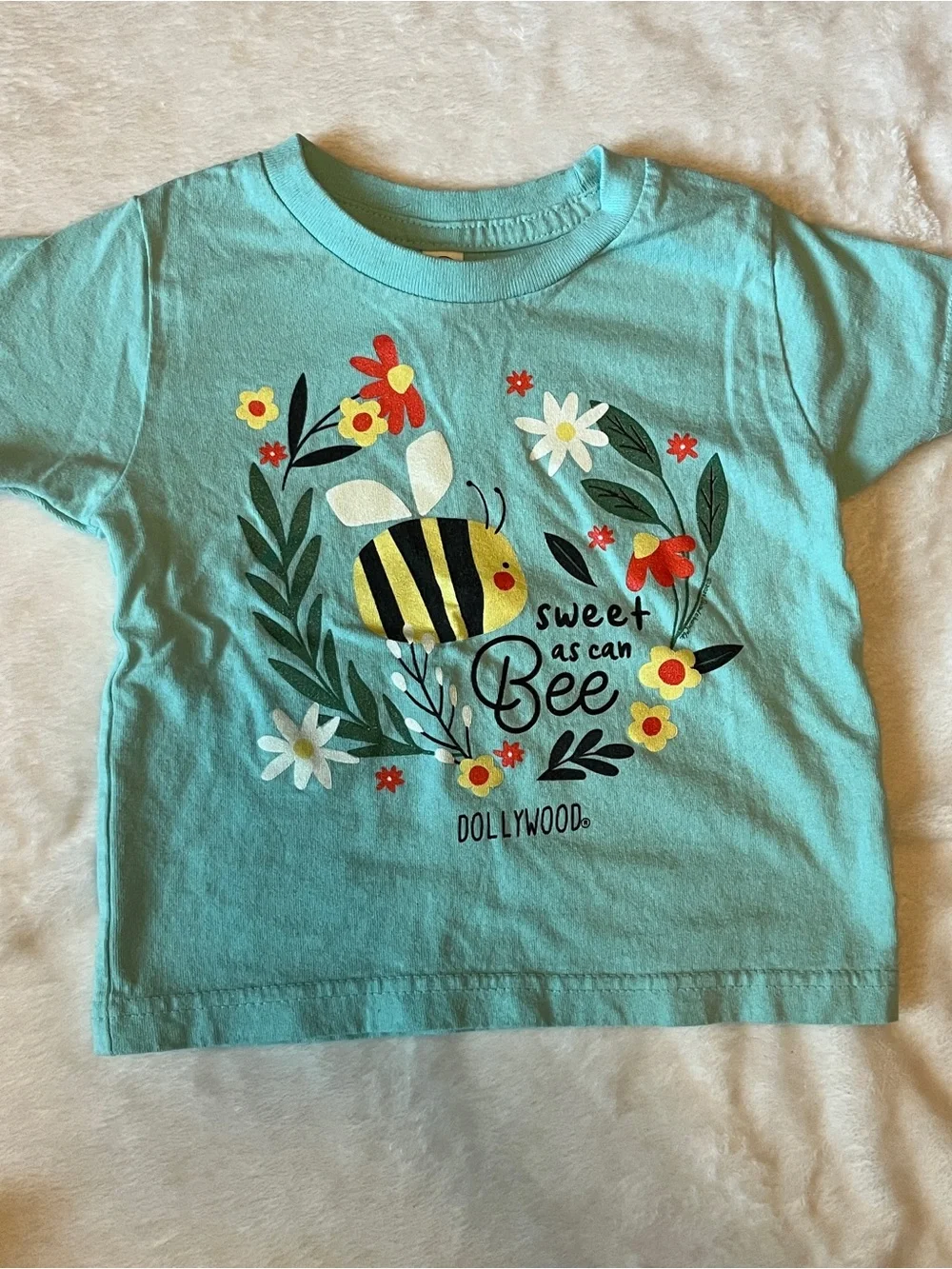 Kids Dollywood Bee Graphic Tee - Purple & Teal